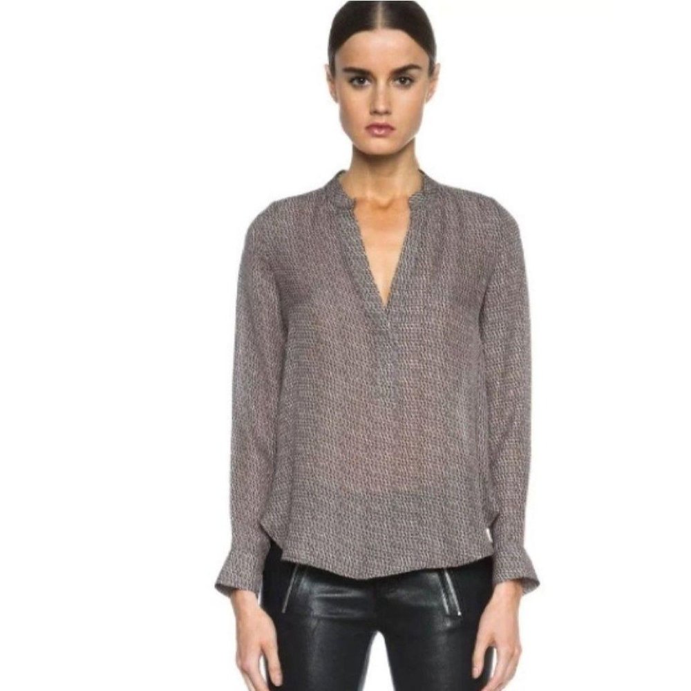 Vince Silk Half Placket Blouse Silk 0